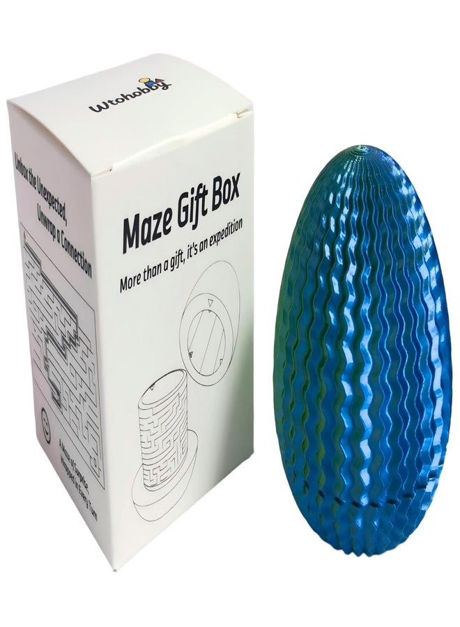 Wtohobby Mystery Egg Maze Puzzle Box - Reusable 3D Printed Brain Teaser with Hidden Compartment for Cash & Treasures, for Birthday, Christmas, Halloween and Easter for Kids & Adults (Blue-Green) - Image 1